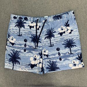 Men's Sand N Sun Swimming‎ Trunks Hawaiian Palm Tree Blue Shorts Large (36/38)